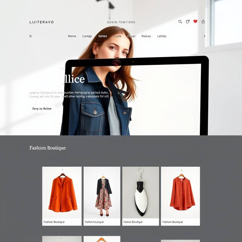 E-commerce website design for a fashion boutique, emphasizing product photography and intuitive navigation.