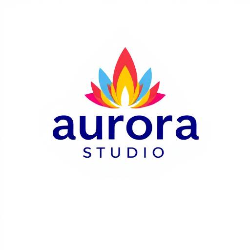 Example of a modern logo design with vibrant colors and a professional typography, showcasing Aurora Design Studio's branding capabilities.