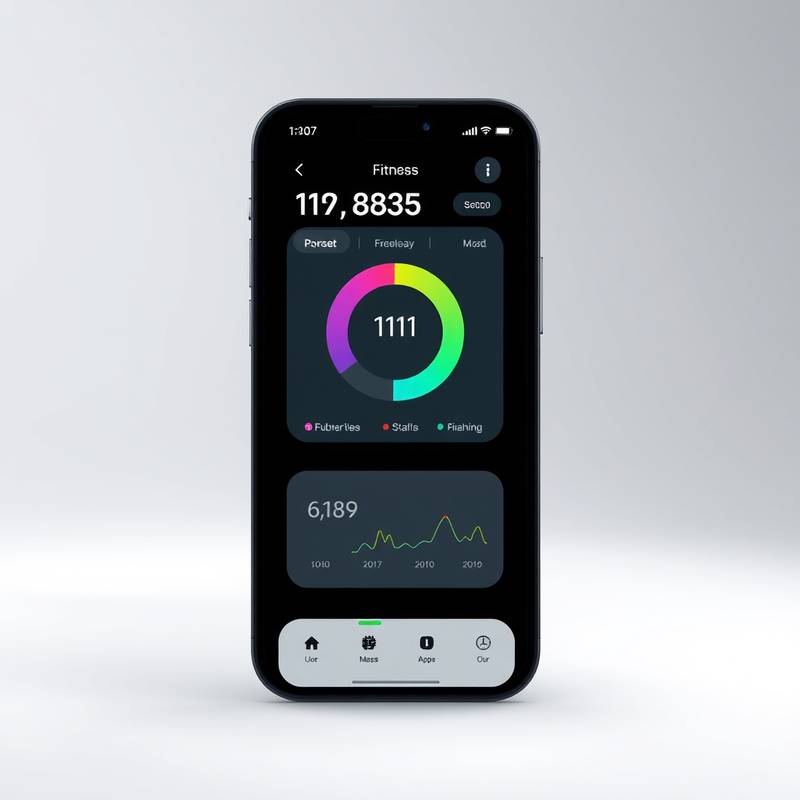 Mobile app design for a fitness tracker, highlighting user-friendly interface and data visualization.