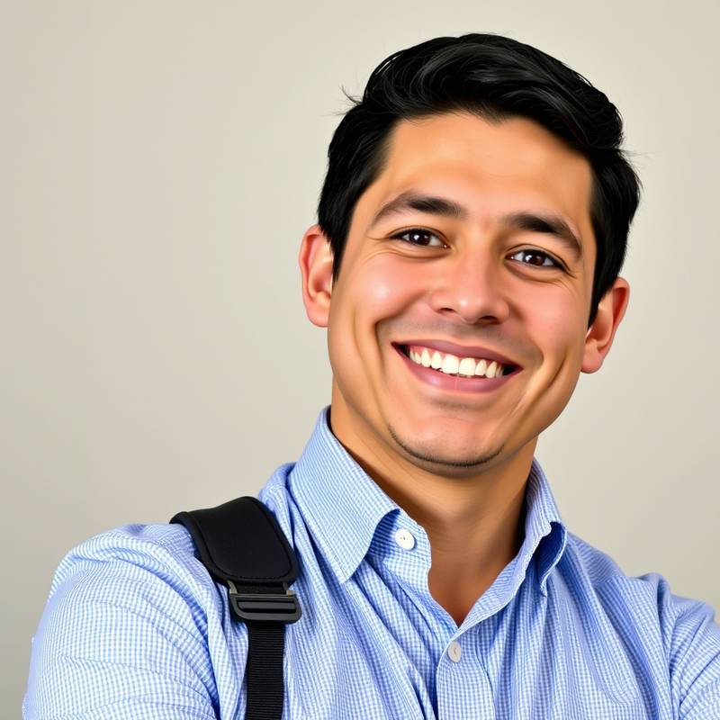 Portrait of Noah Garcia, the Project Manager of Aurora Design Studio, a man with an organized and efficient look.