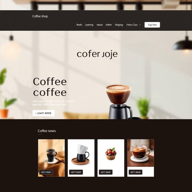Website design for a modern coffee shop, showcasing a clean layout and appealing imagery.